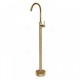 Round Brushed Yellow Gold Solid Brass Freestanding Bath Spout with Mixer Floor Mounted